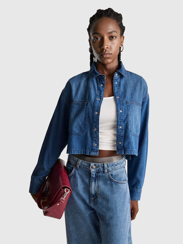 Chemise courte en jean Femme
