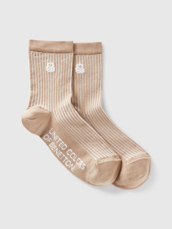 Chaussettes rayées beiges