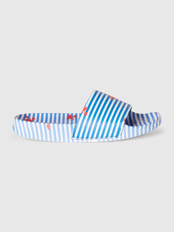 Chaussons rayés bleus avec crabes Garçon