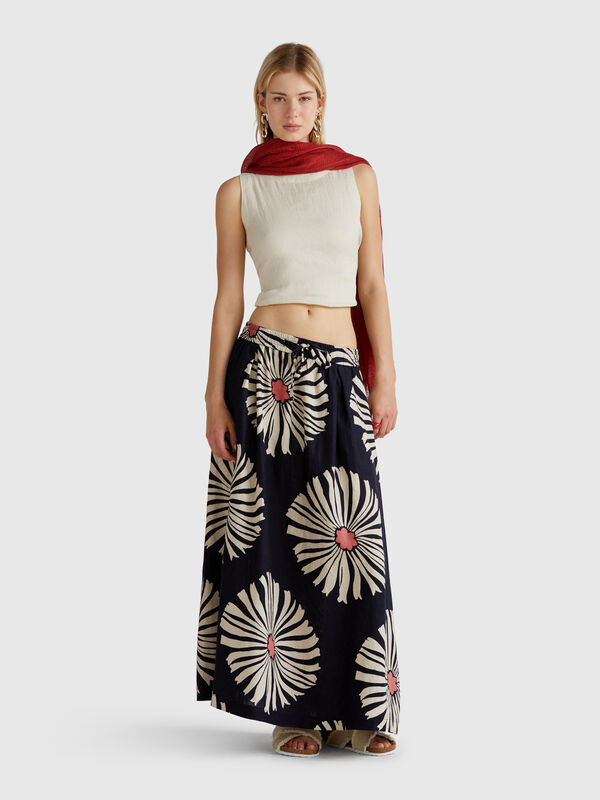 Midirock mit Blumenprint Damen
