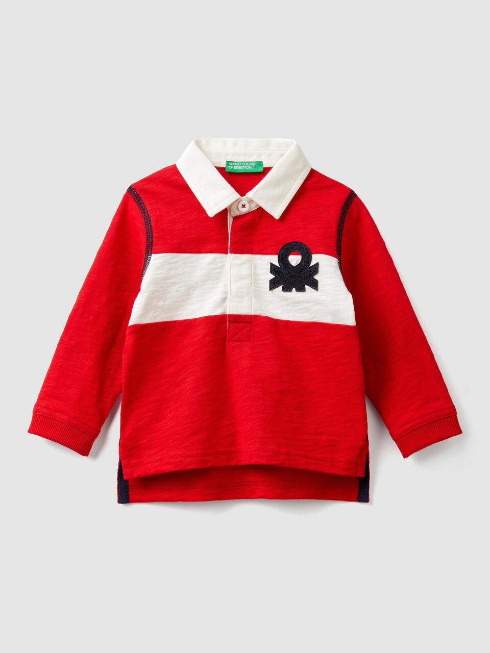Polo with stripe and logo image number 1