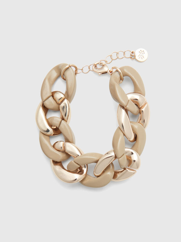 Bracciale a catena oro e beige Donna