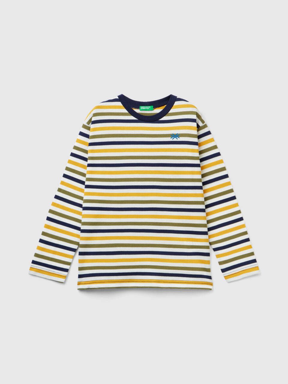 T-Shirt 100% Gelb Baumwolle Streifen mit | - Benetton aus