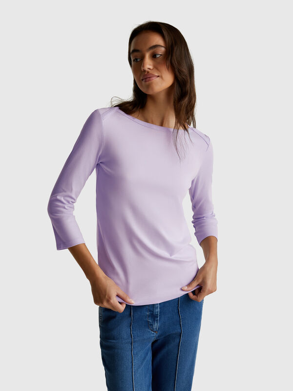 T-Shirt mit U-Boot-Ausschnitt Damen