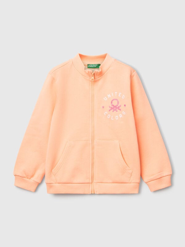 Sweatshirt mit Reißverschluss aus Baumwolle Mädchen