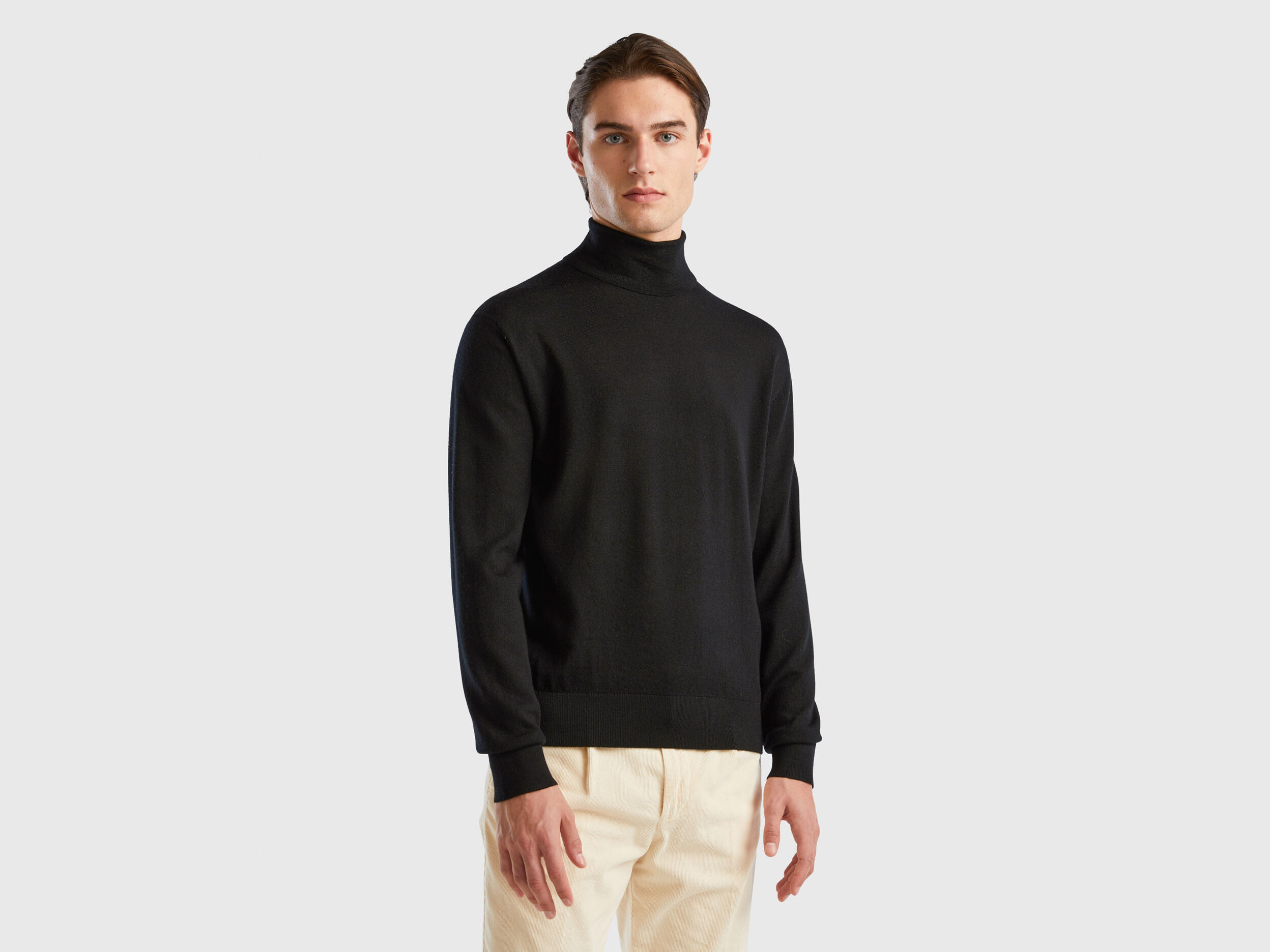 Black high neck sweater men 2025