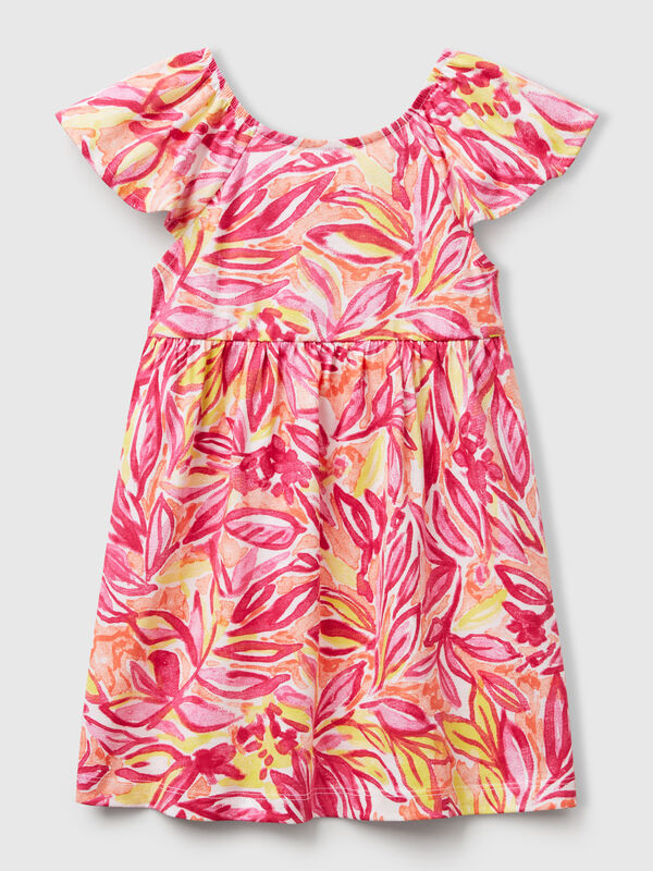 Vestito rosa con stampa tropicale Bambina