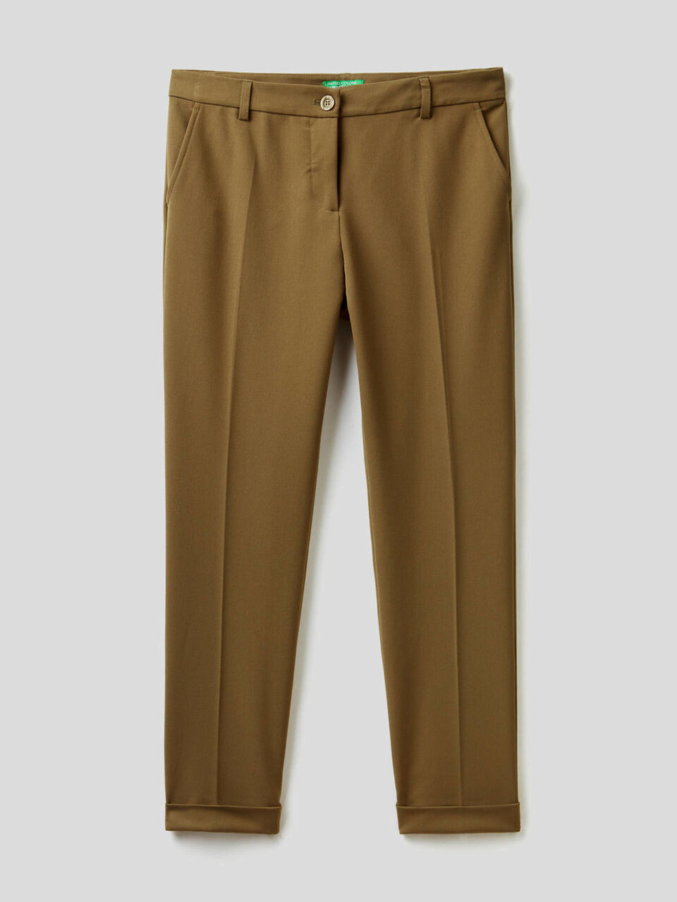 Pantaloni stretch con risvolto image number 1