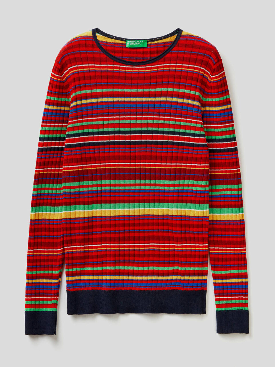 Maglia 100% cotone a righe multicolor image number 1