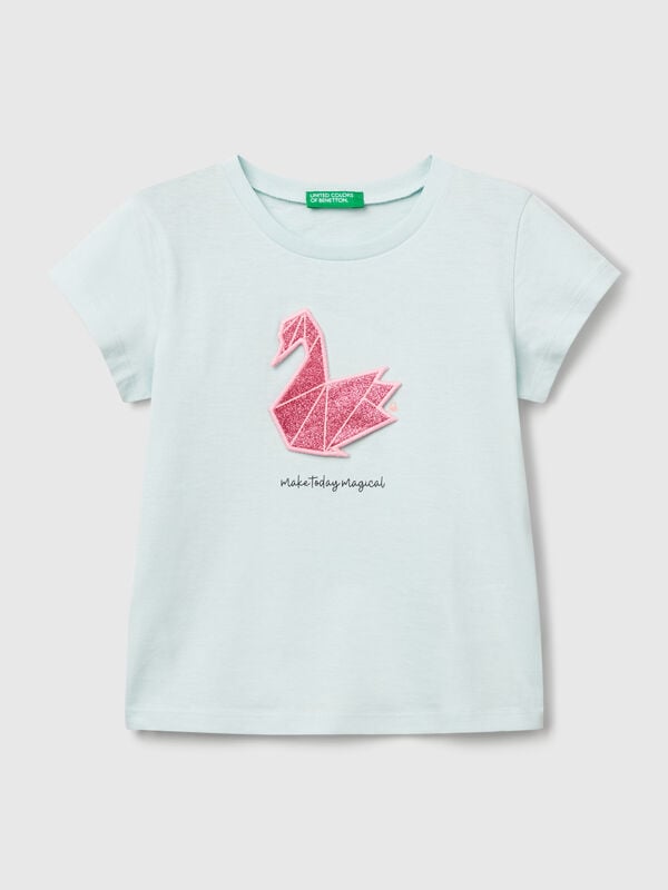 T-shirt avec imprimé et application Filles