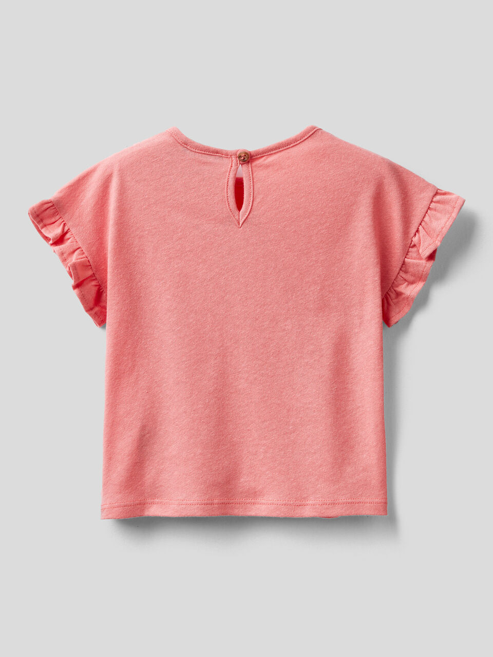 T-shirt in misto lino con rouches image number 2