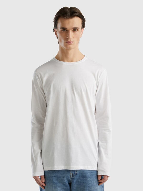 T-shirt a manica lunga in puro cotone Uomo