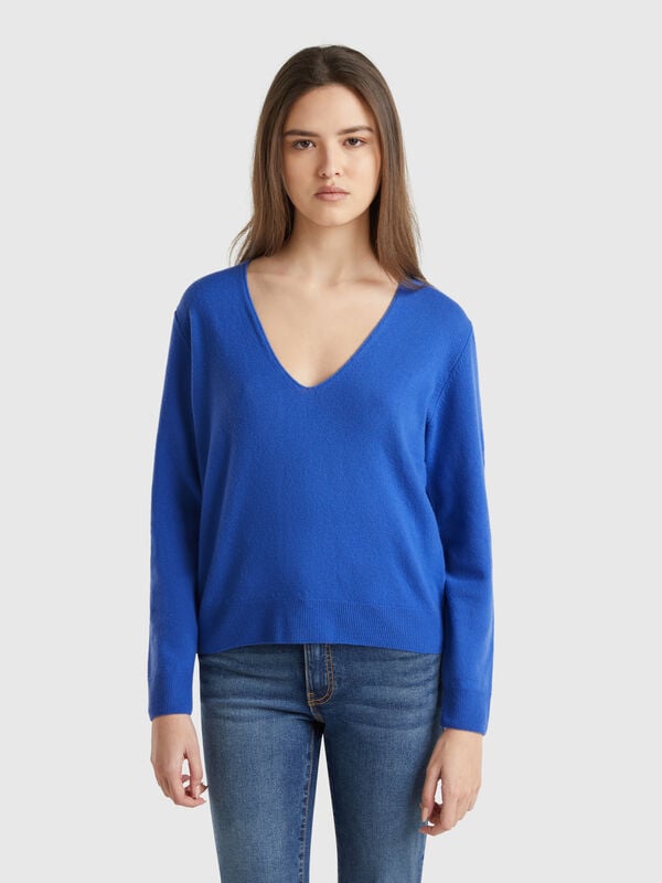Pullover mit V-Ausschnitt aus reiner Merinowolle Damen