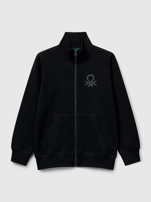 Sweat-shirt zippé en pur coton Garçon