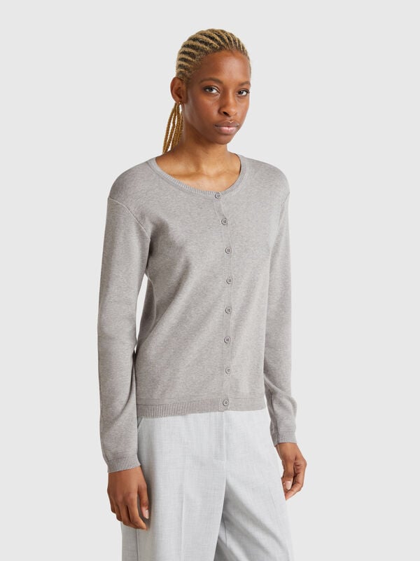 Gilet à col rond en pur coton Femme