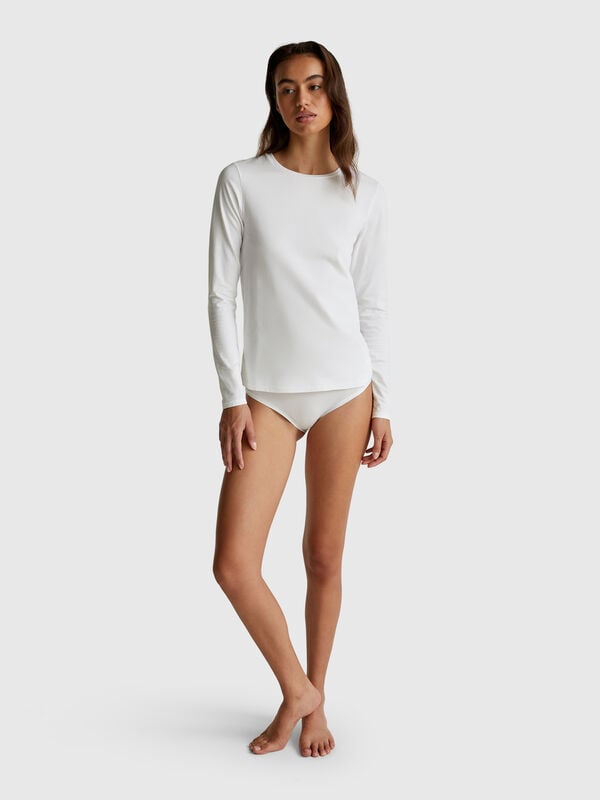 Langarm-T-Shirt aus superelastischer Baumwolle Damen