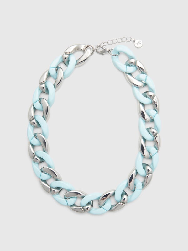 Collier argent et vert d'eau Femme