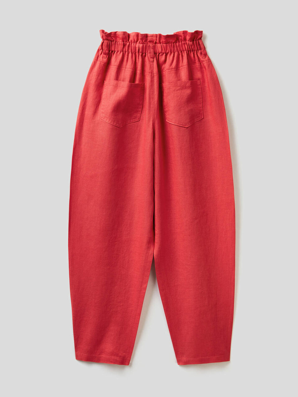 Pantalon en pur lin avec taille froncée image number 2