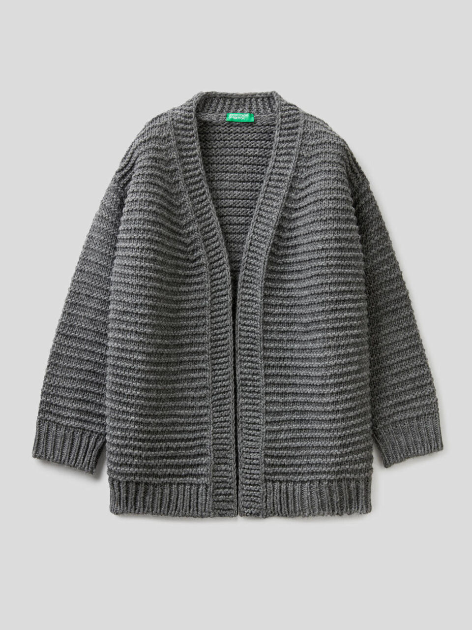 Maxi cardigan lavorato in misto lana image number 1