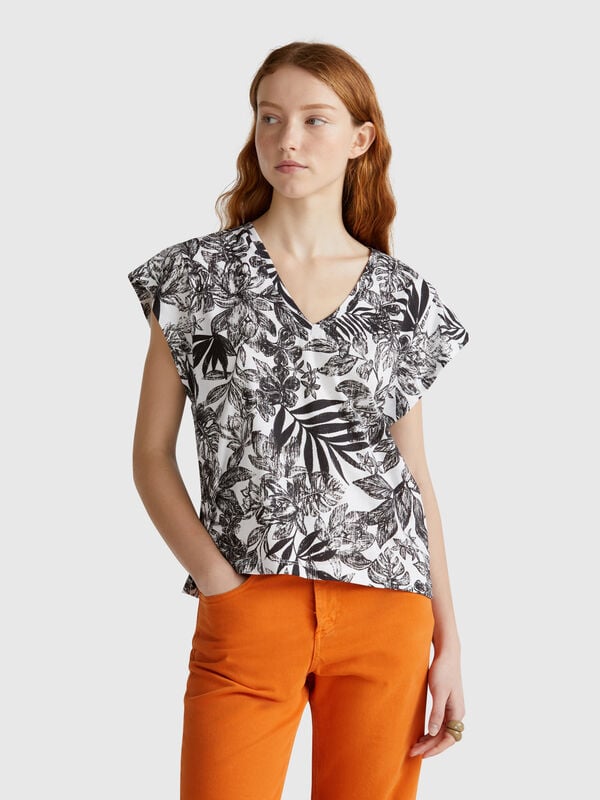 T-shirt à imprimé fleuri Femme