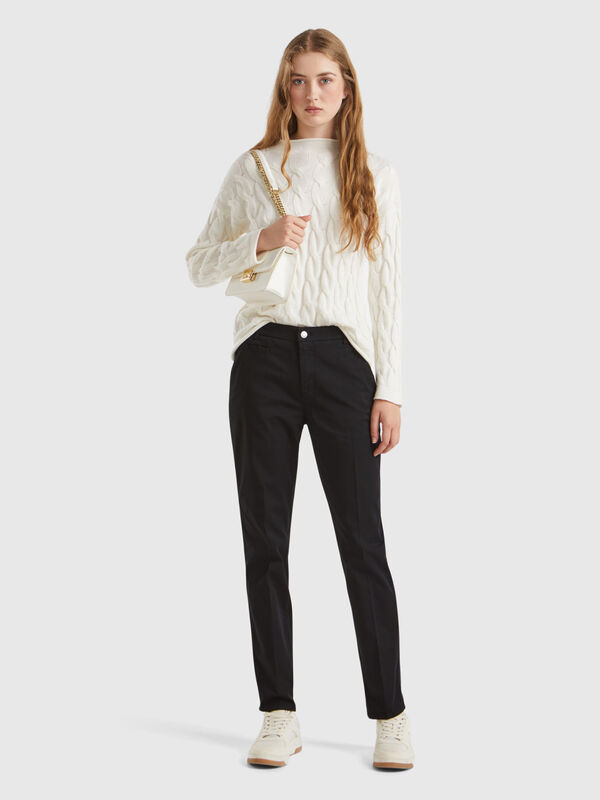 Chino slim fit in cotone nero Donna