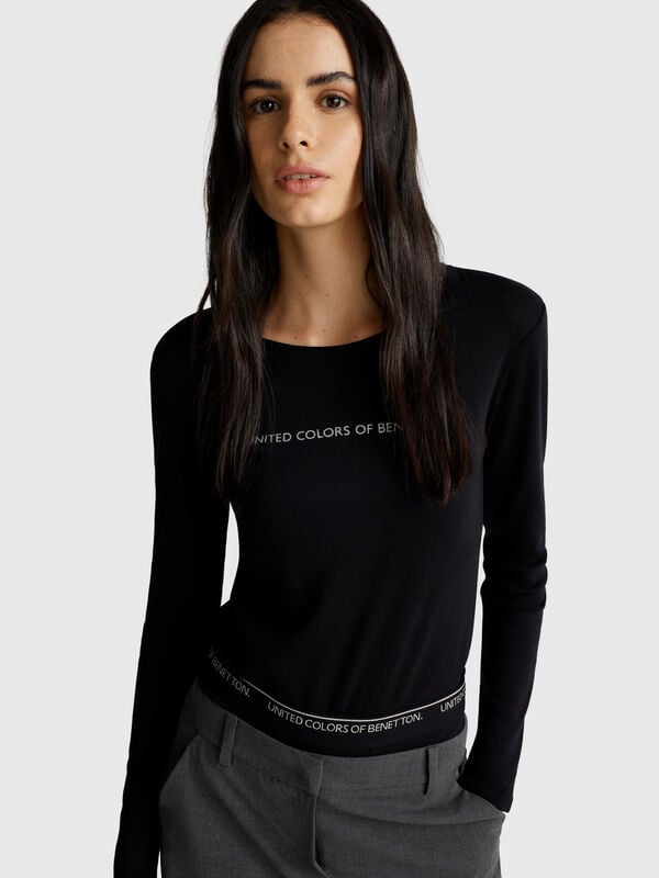T-shirt à manches longues 100 % coton Femme