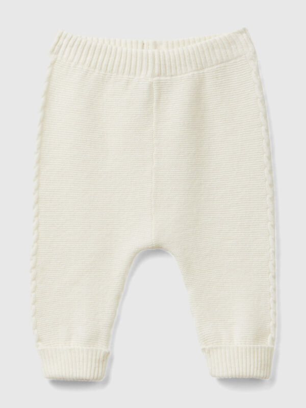 Trousers with cables in recycled wool blend New Born (0-18 months)