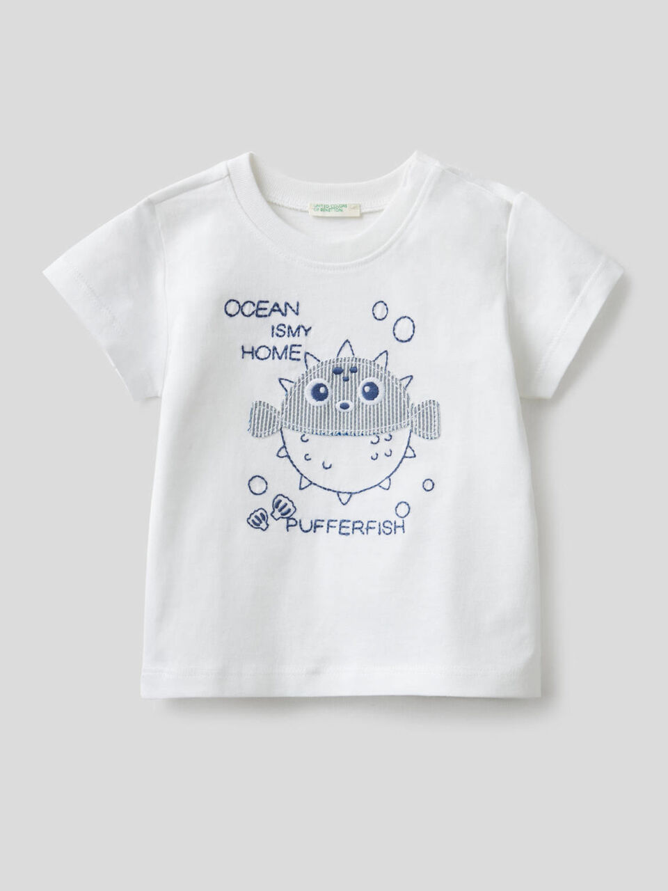 T-shirt in cotone biologico con ricamo image number 1
