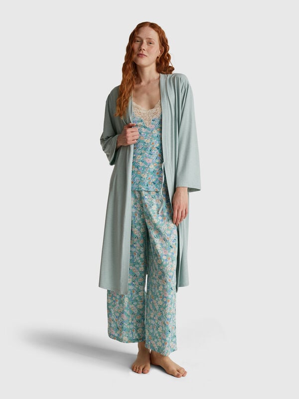 Robe de chambre en mélange de viscose extensible Femme