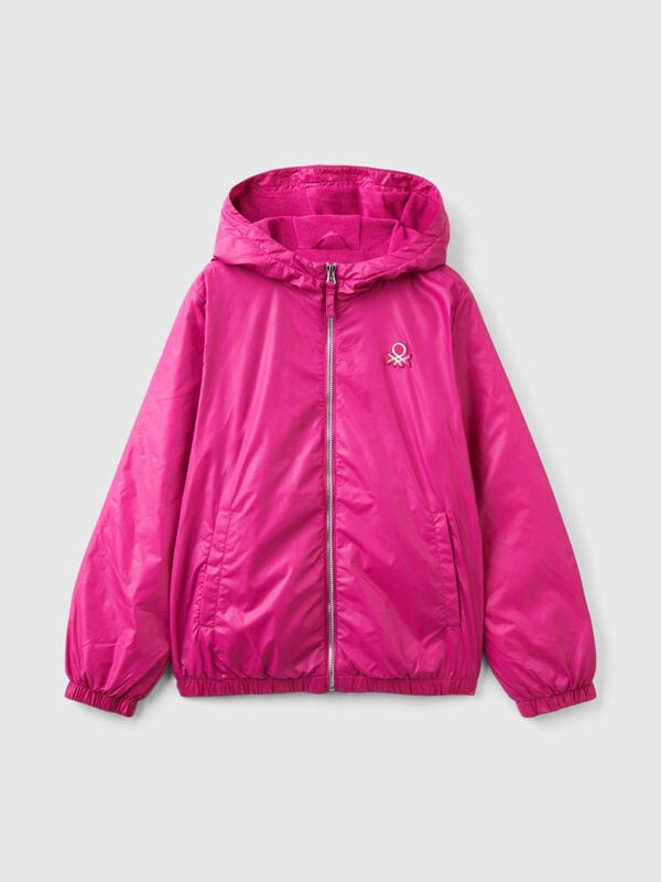 Blouson satiné zippé à capuche Filles