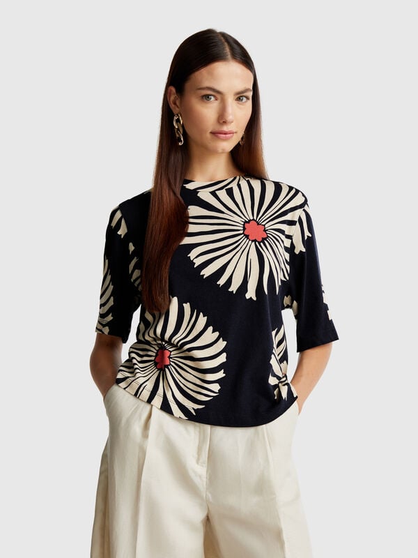 T-Shirt mit Blumenmuster Damen