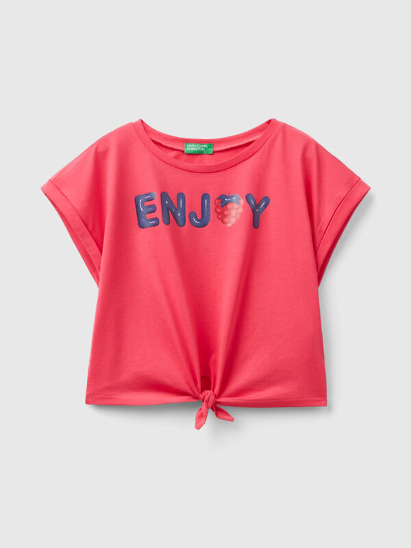T-shirt con stampa e nodo Bambina