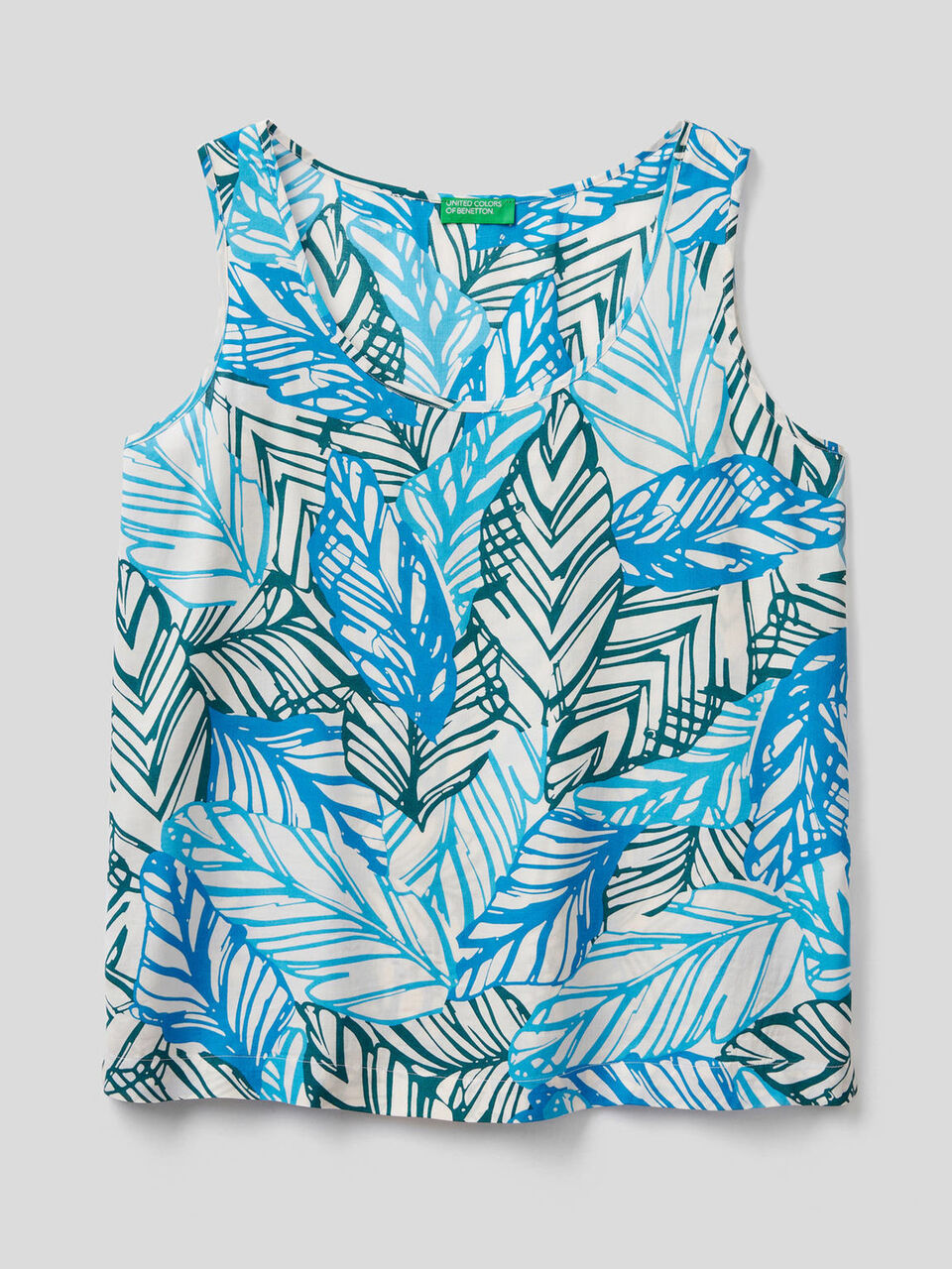 Wide tank top with botanical print image number 1
