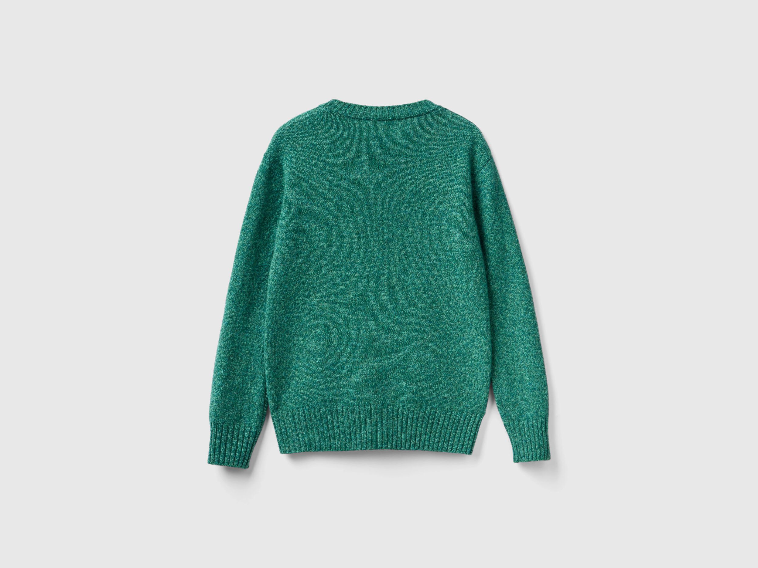 Maglia in pura lana Shetland Verde Ottanio Benetton