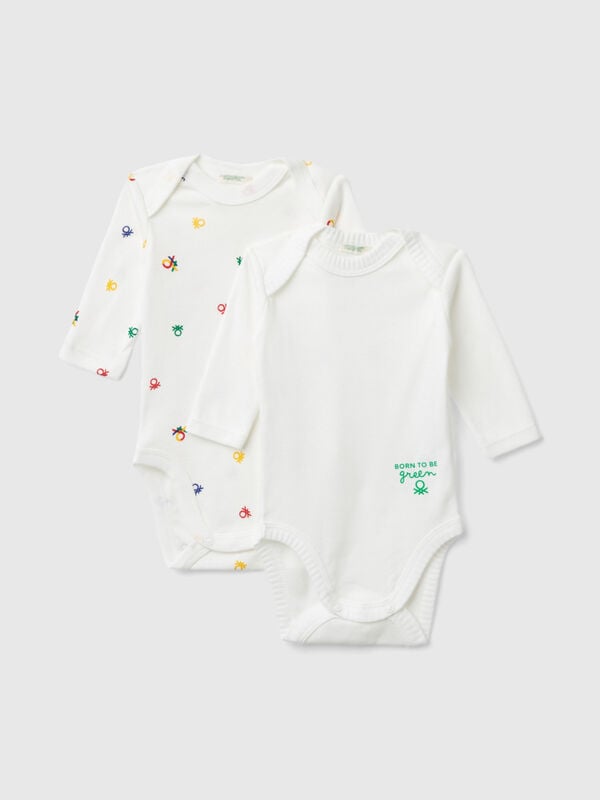 Two long sleeve bodysuits in organic cotton New Born (0-18 months)