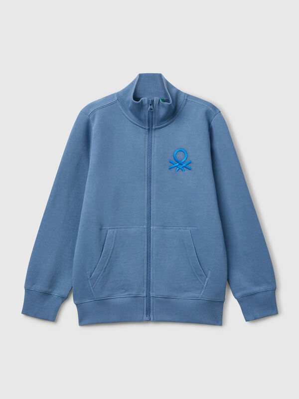Sweat-shirt zippé en coton pur Garçon