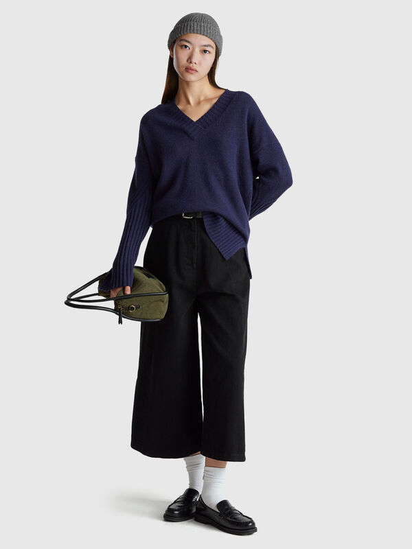 Oversize-Pullover aus Wollmischung Damen