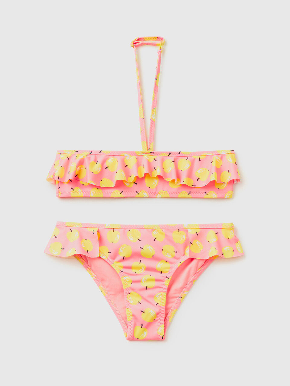 Bikini mare rosa con pattern mele
