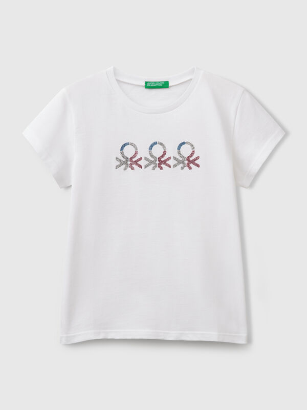 Glitzer-Logo-T-Shirt aus Baumwolle Mädchen