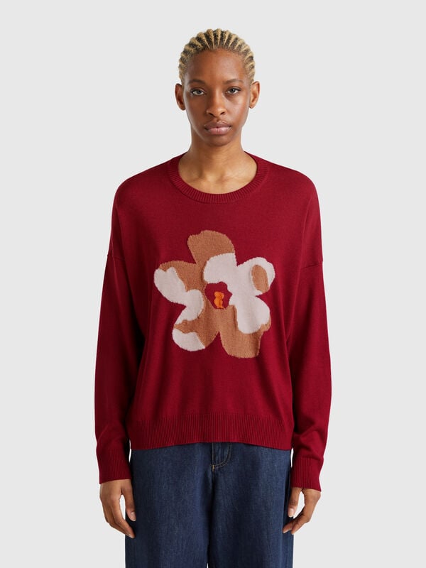 Pullover mit Blumeneinlage Damen