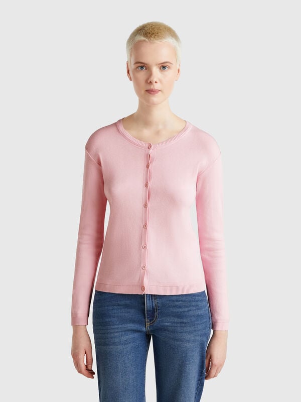 Gilet à col rond en pur coton Femme