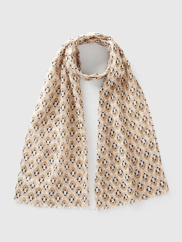 Écharpe beige à motifs Femme