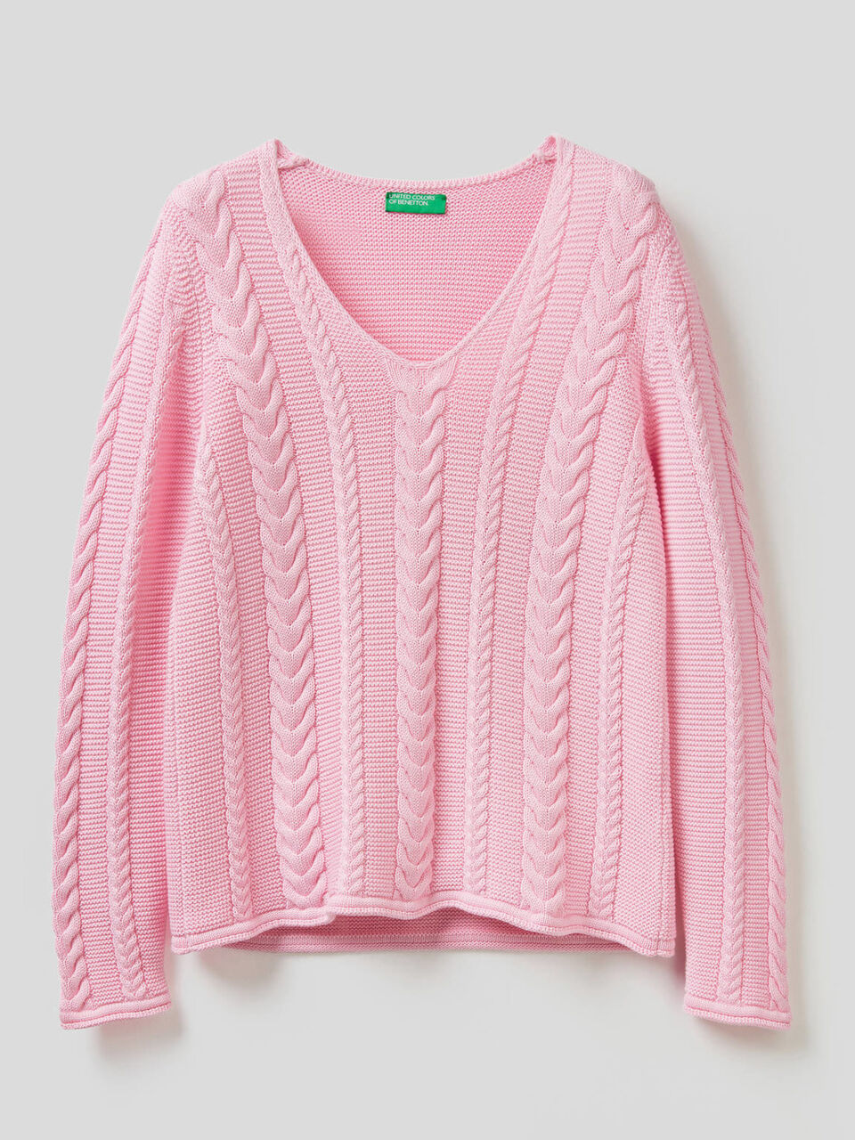 Pull à torsades en pur coton image number 1