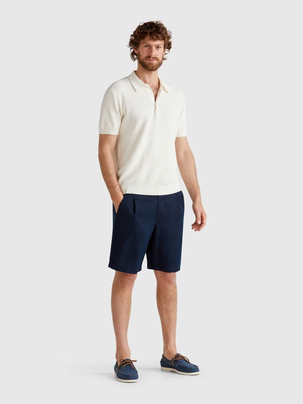 Bermudashorts mit Kordelzug aus reinem Leinen Herren