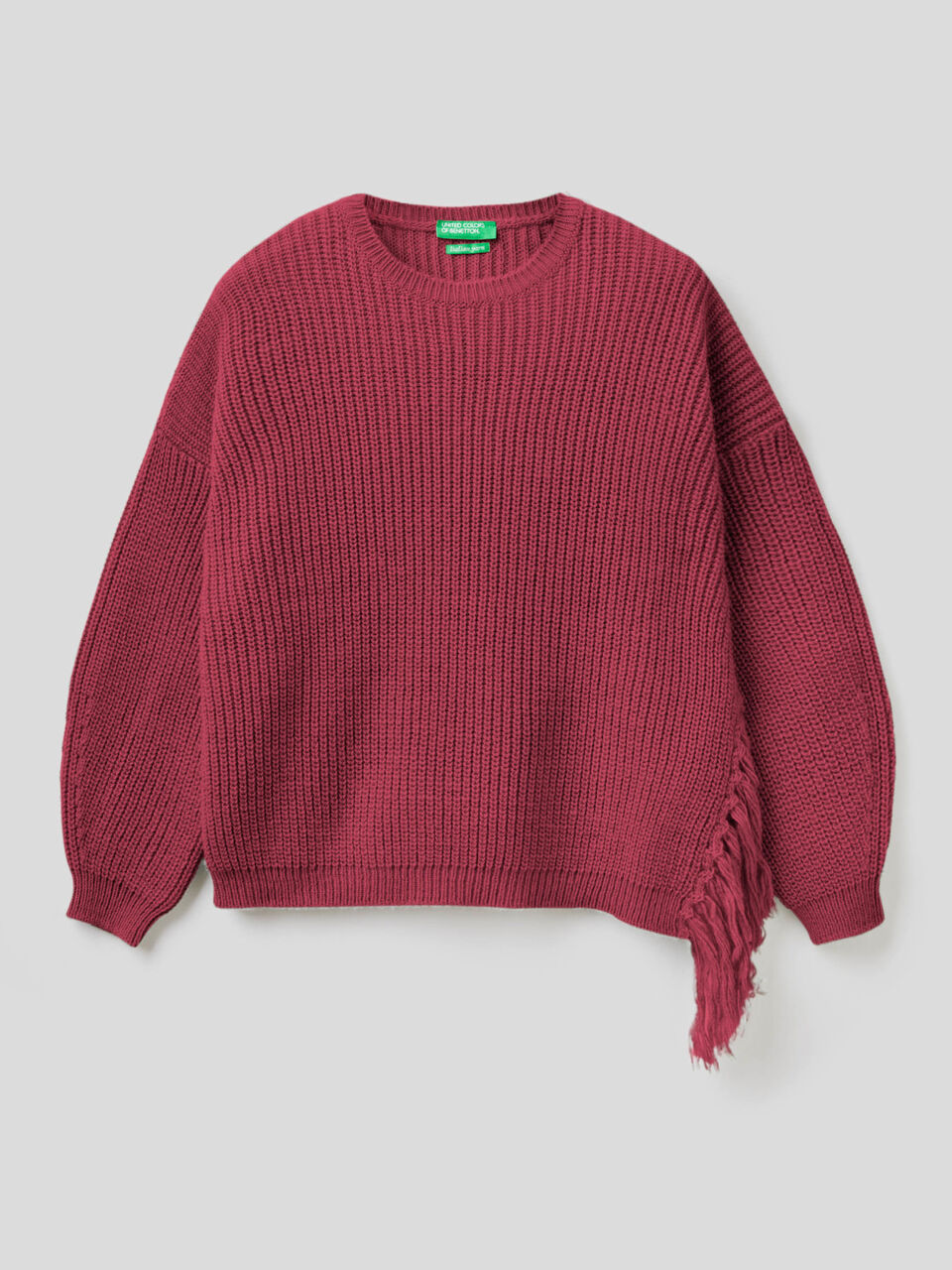 Sweater in wool blend with fringe image number 1
