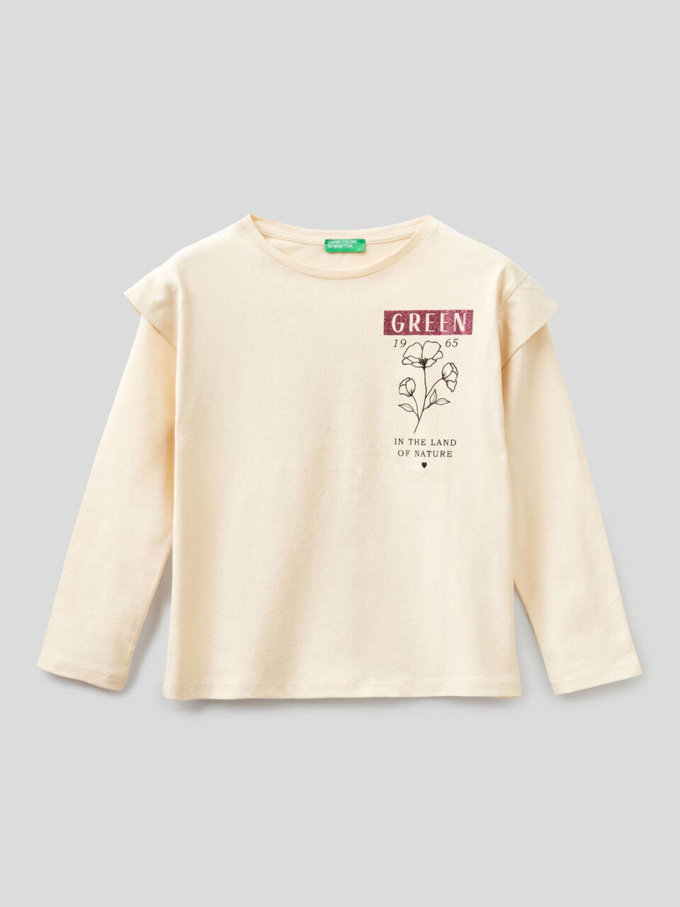 T-shirt with frill in organic cotton image number 1
