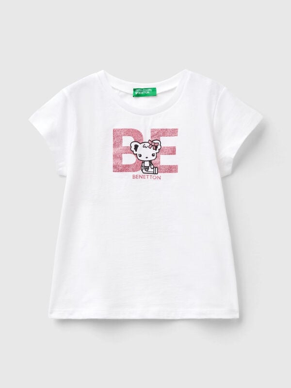 T-shirt in cotone bio con stampa Bambina