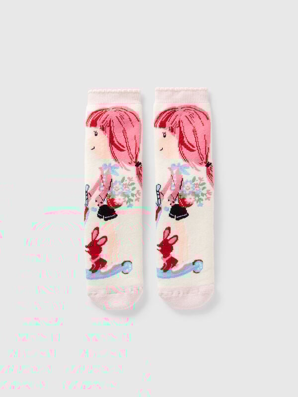 Weiße rutschfeste Socken mit Puppeneinlage Jungen