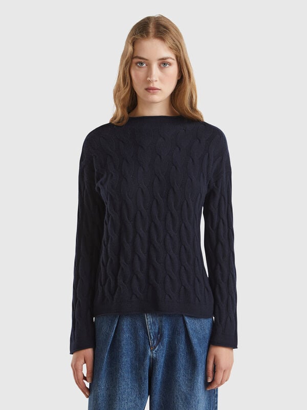 Pull torsadé en cachemire mélangé Femme