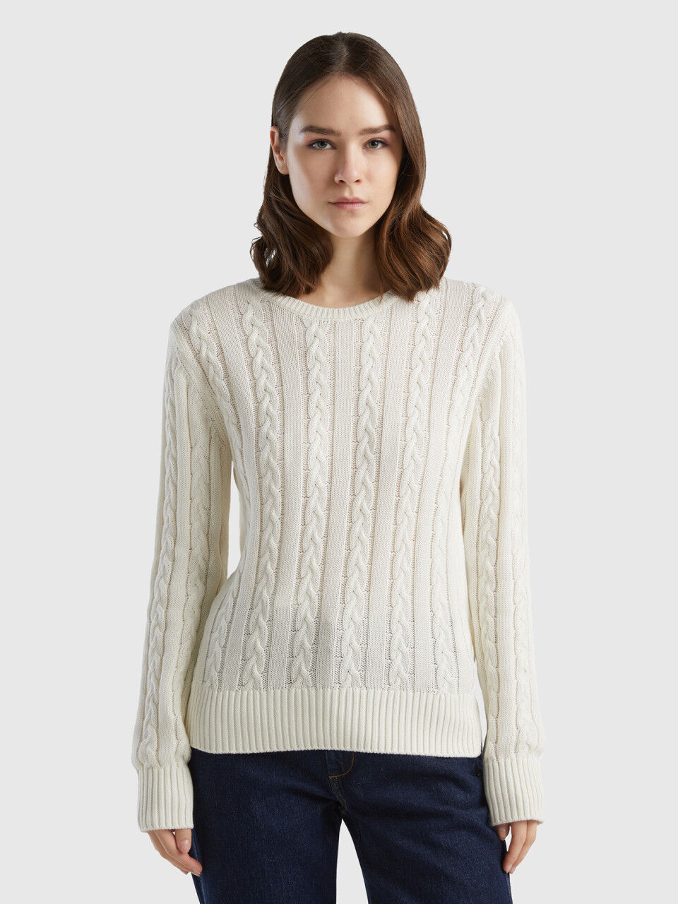 Trikot-Baumwolle Langarm-Pullover Damen 2024 | Benetton